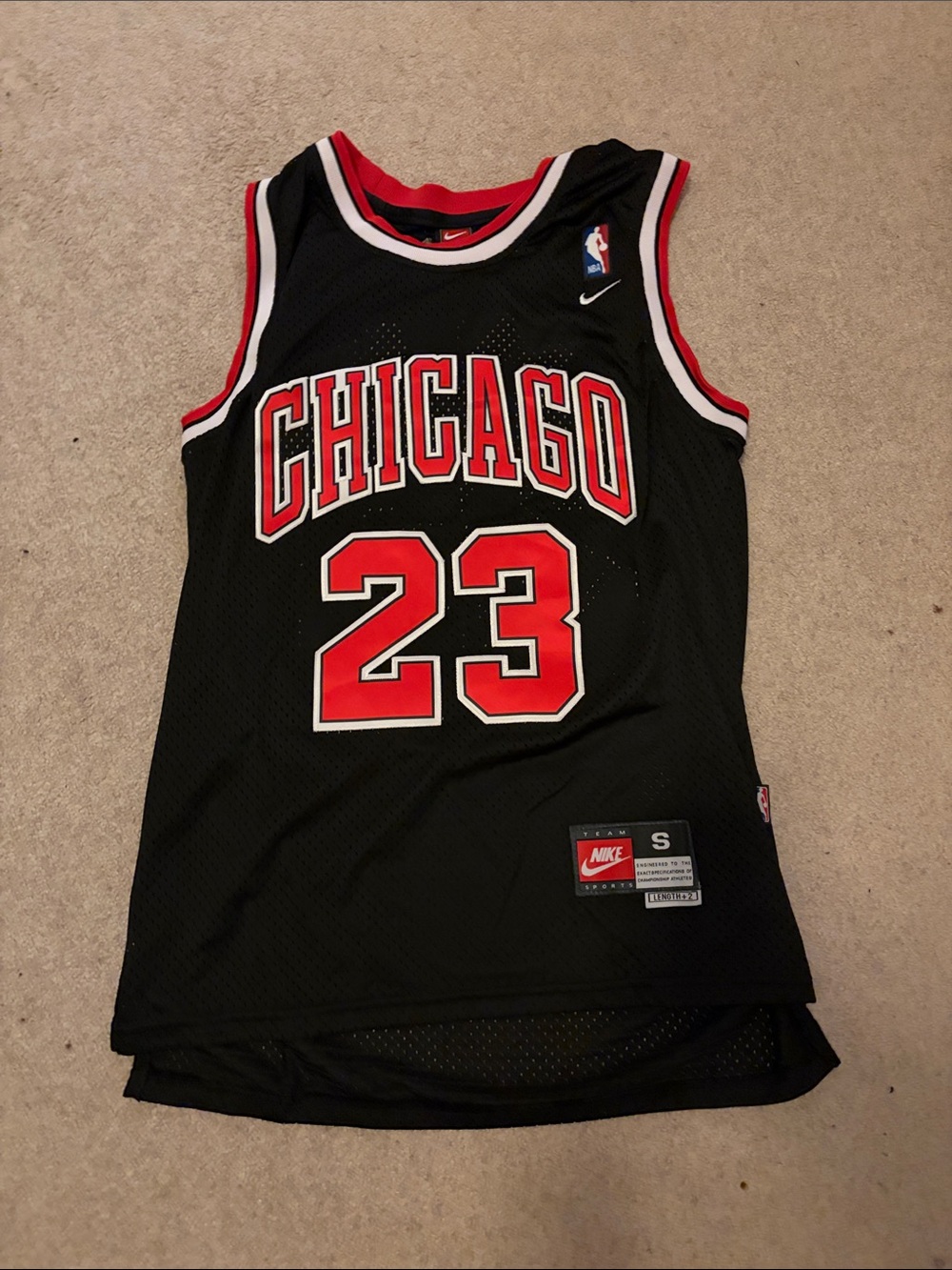 Nike Black Chicago Basketball Jersey with Red & White Trim
